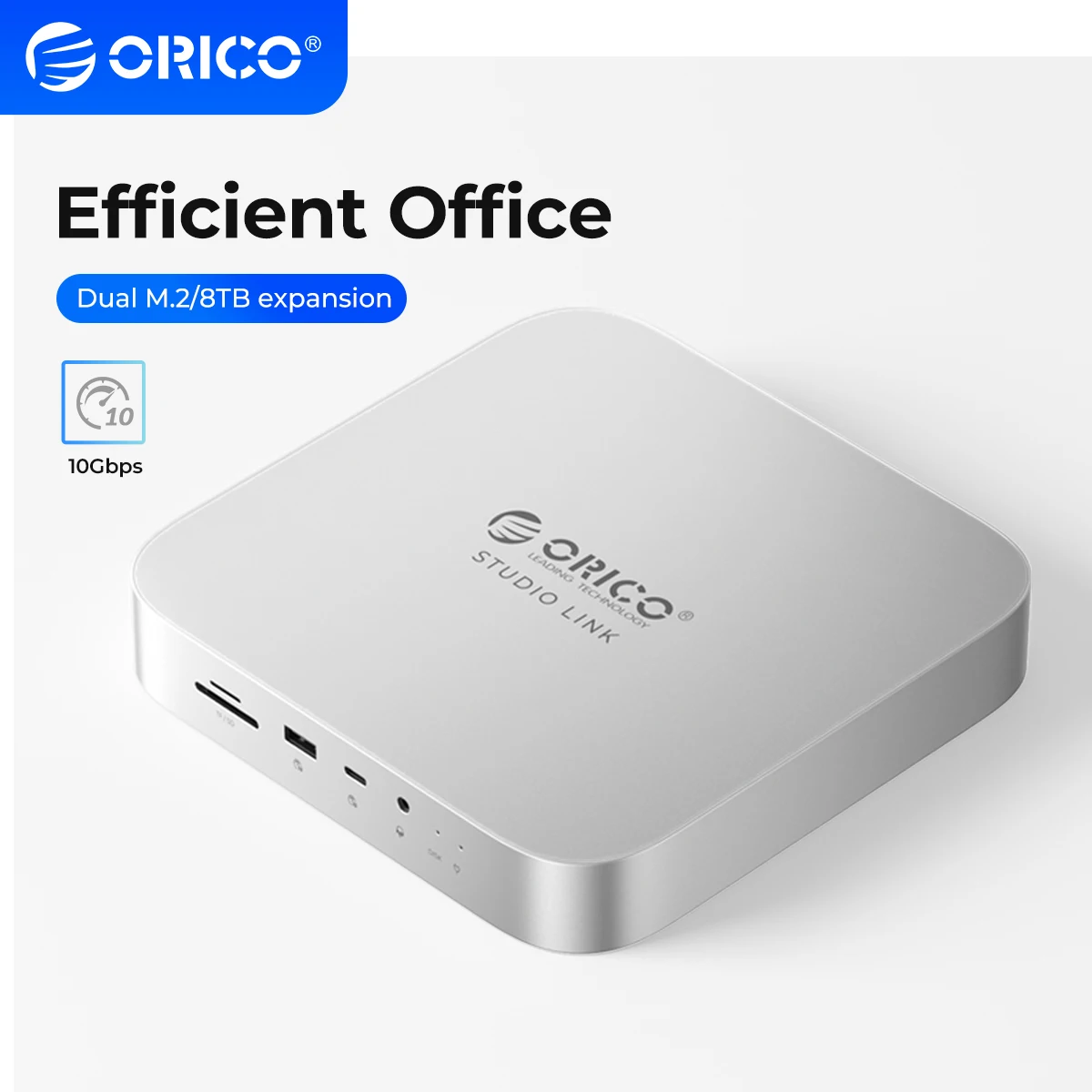 

ORICO USB3.2 10GB StudioLink USB C HUBSD/TF3.0 8-in-1 Docking Station for Mac mini Chassis with M.2 NVME Solid State Drive