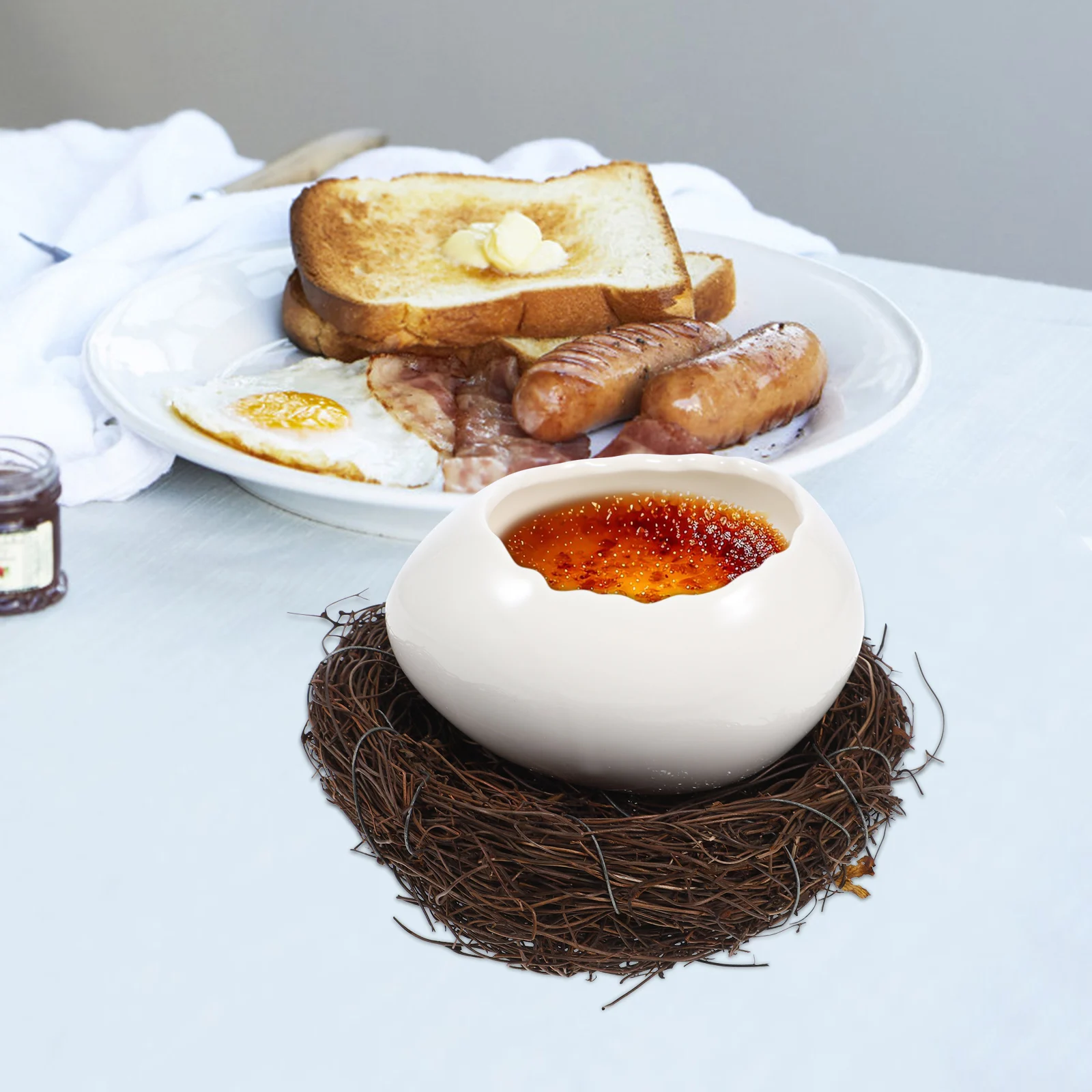 

1pcs Eggshell Shaped Dessert Creative Bird Nest Sweet Bowl for Cold Drinks BBQ Restaurant Noodle Bowl Fruit Dish Food Container