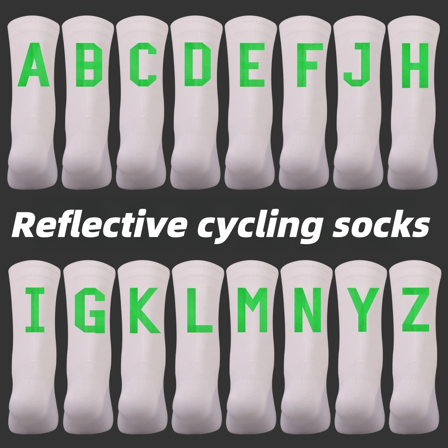 

New Unisex customization 24 letters Breathable socks Reflective cycling socks Compression sport socks Quick-drying men's socks