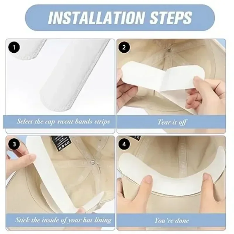 40 pz Cappello Assorbitore di Sudore Adesivi Donna Uomo Cotone Anti-sporco Cintura Sportiva Cap Rim Invisibile Nastro Bianco Cappello Riduttore di Dimensioni Fodera Pad