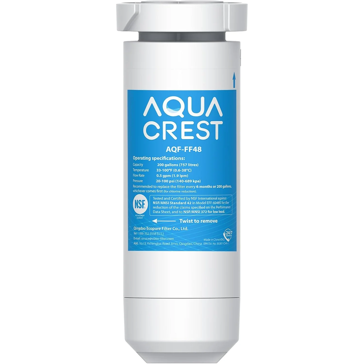 

AQUA CREST XWF Replacement for GE® XWF, NSF Certified Refrigerator Water Filter, 1 Filter