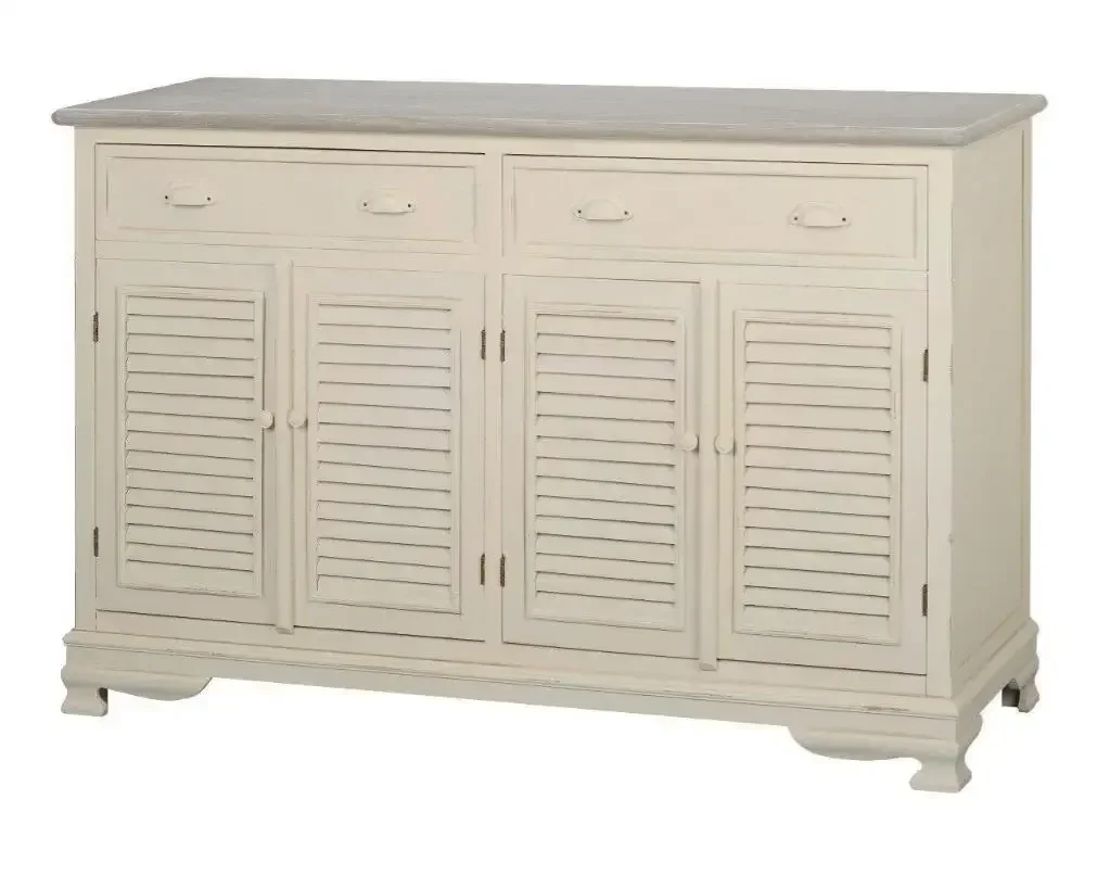 Komoda Large White 5-Drawer Cabinet Modern Solid Wood and Rattan Chest of Drawers for Living Room or Villa by Merchant