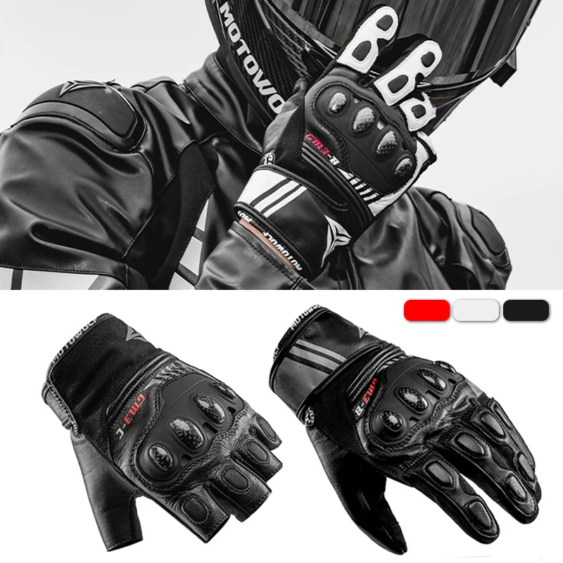 

Men Women Motorcycle Leather Gloves Sheepskin Summer Breathable Riding Gloves Touchscreen Off-road Moto Gloves