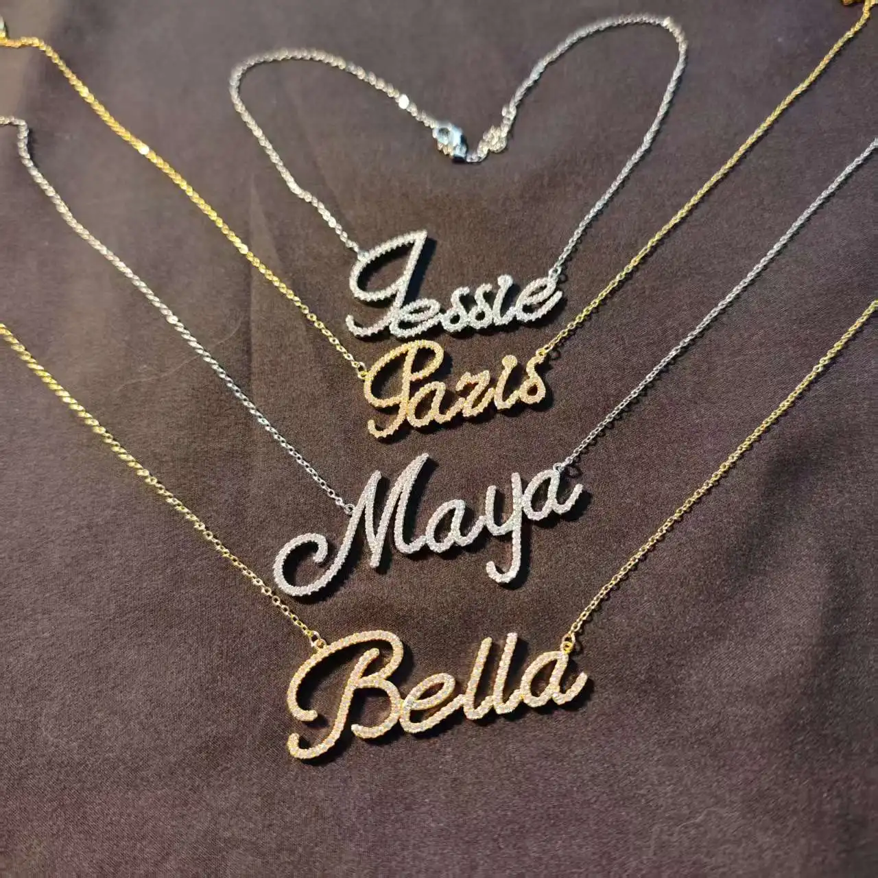 

UWIN Customized Cursive Letters Necklaces for Women Iced Out Cubic Zircon Chain Necklaces with Slim Chain Fashion Jewelry