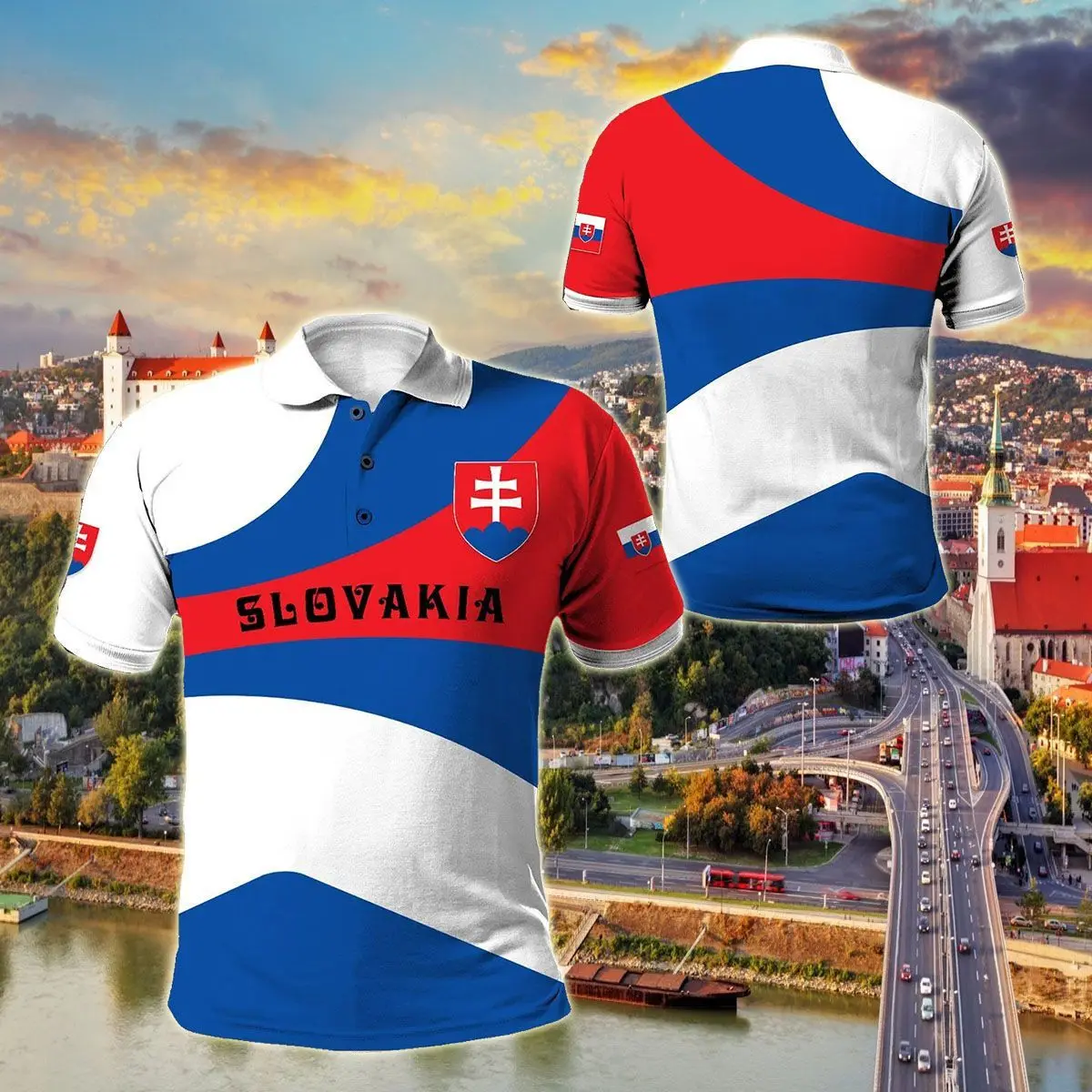 Custom Name Slovakia Shield Graphic Polo Shirt Summer Casual Boys Pullover Loose Cool Jersey Soft Plus Size Short Sleeve Tops