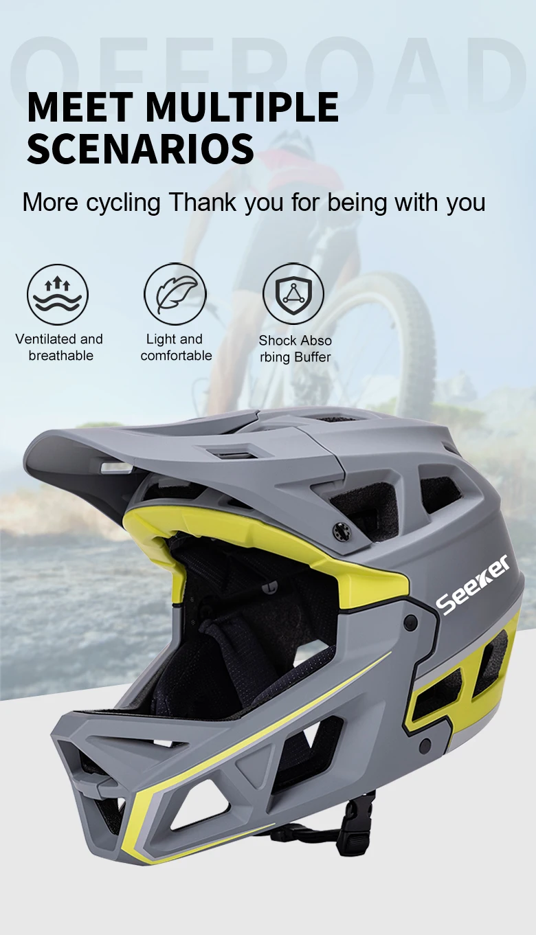 Seeker Fahrradhelm Cross-Country Vollgesichts-Mountainbike-Helm Leichtgewichtiger Stoßfester Downhill-Helm Fahrrad-Reithelm – Detail 7
