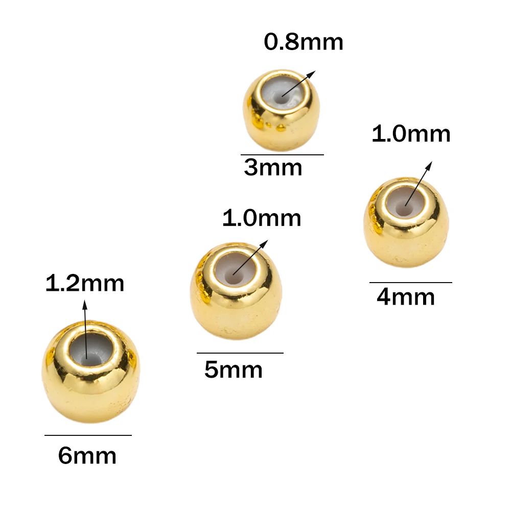 20pcs 18K Gold Plated Brass Round Rubber Stopper Slider Beads Insert Rubber Stopper Positioning for DIY Crafts Jewelry Making - view 3
