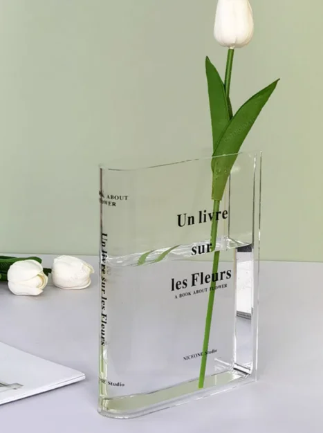 Premium Book Vase, European Transparent Vase, Living Room Rose Lily Ornament
