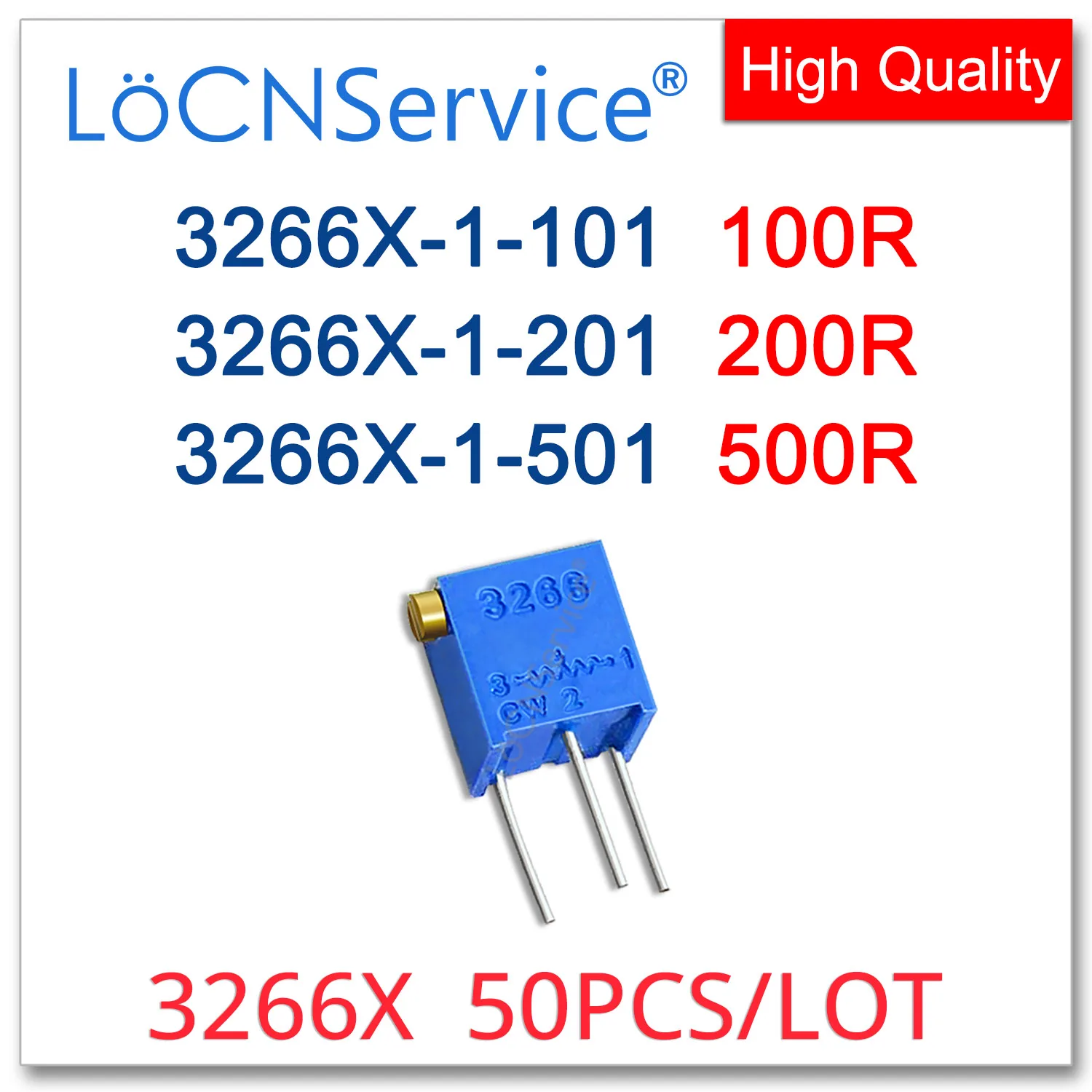 3266X 50 шт. 100R 200R 500R потенциометр обрезки, сделано в Китае, высокое качество 3266X-1-101 3266X-1-201 3266X-1-501 101 201 501