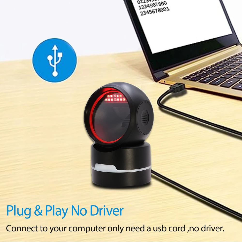 MP6800 High Quality IR Sensor 2D QR Hands-free Desktop Barcode Scanner for Supermarket Store Library