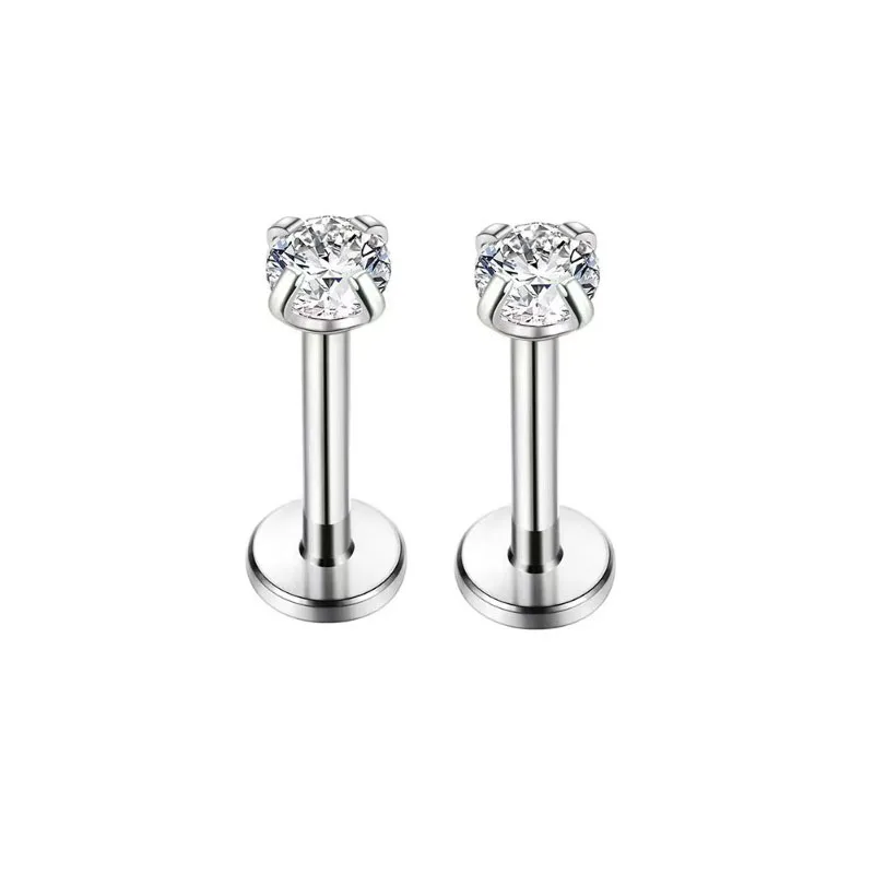 2 Stück Edelstahl Piercing Tragus Ohrstecker, Kristall Labret Kleiner Ohrstecker Helix Knorpel Ohrring für Frauen Körperschmuck