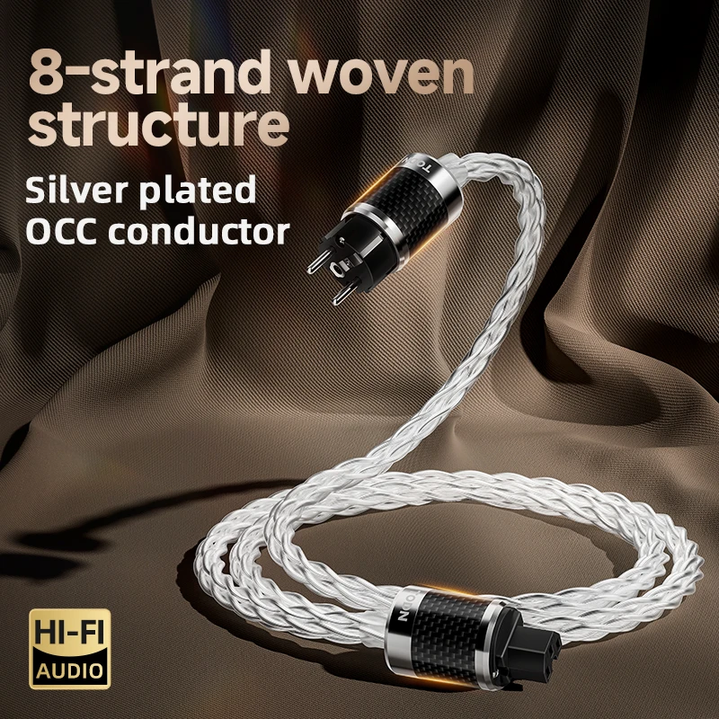 TODN hifi power cable Hi-end audio Cable  EU/US /AU Silver plated OCC conductor for power filters dac Amplifier audiophile