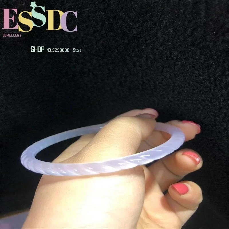 

Wholesale Natural Chalcedony Agate Twist Thin Round Bracelet Women's Ice-through Warm National Style Design Fashionable Gift