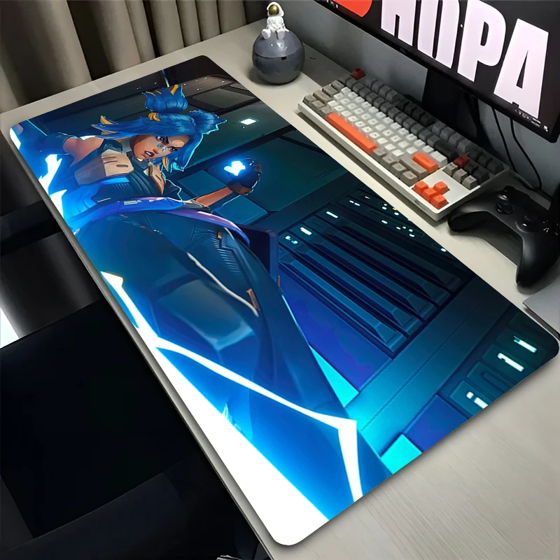 Mouse Pad PC Non Slip Rubber V-valorant Neon HD Mousepad Laptop Gamer Cabinet Keyboard Pad Office Computer Gaming Desk Mouse Mat