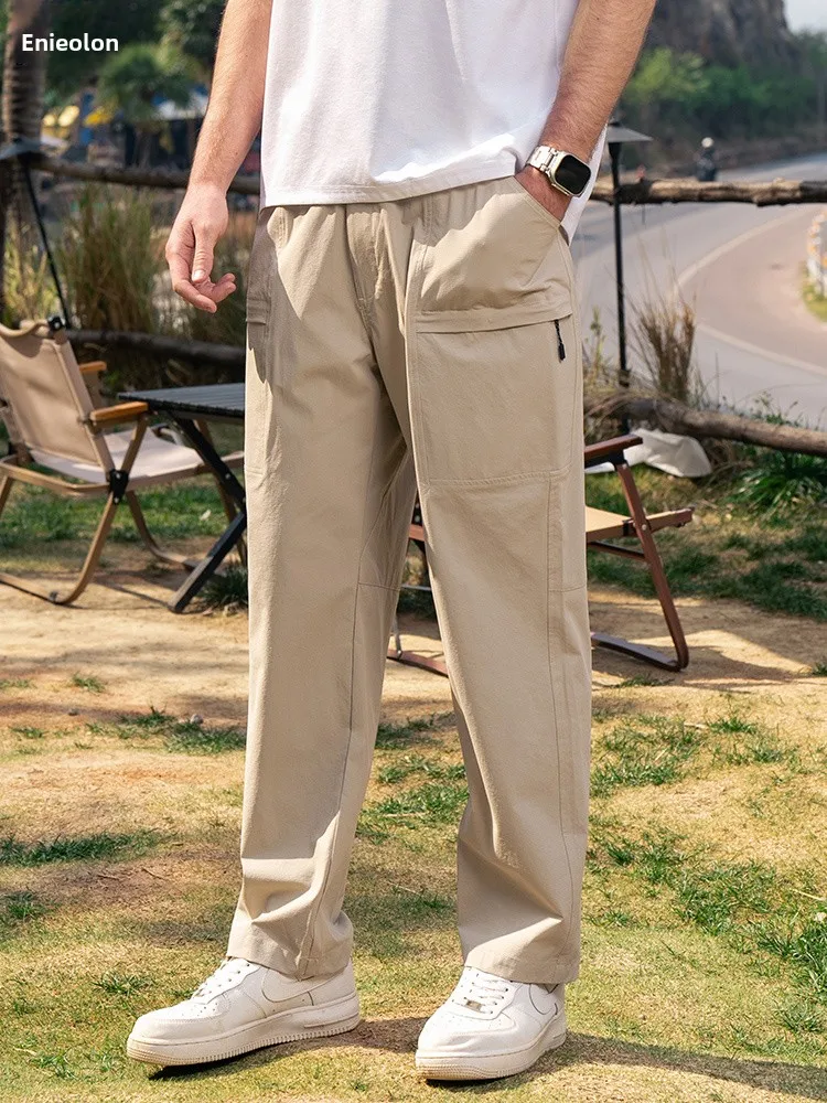 

Enjeolon Lightweight Soft ell Outdoor Function Wide Sensation Hiking Pants Summer Thin Loose Nylon ket Workwear Men's Tr...