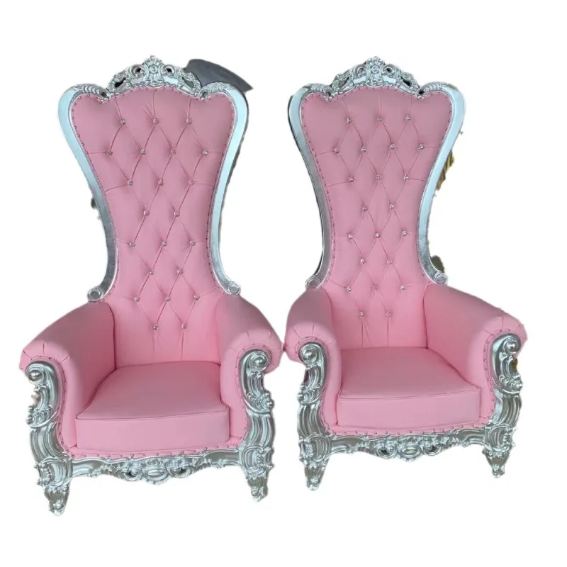 Factory direct sales European solid wood high back chair, wedding scene groom and bride sofa chair queen chair king chair