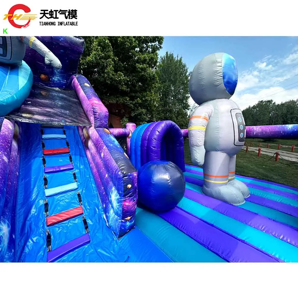 슬라이드 우주비행사 우주 테마 탄력 있는 성을 가진 6x4m 상업적인 팽창식 경비원 운동장
