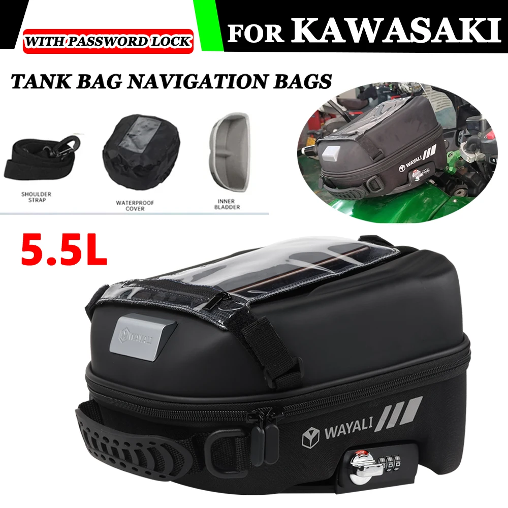 For KAWASAKI Versys 650 KLE650 Versys1000 Z750 Z750R Z800 Z900RS Z1000 SX Motorcycle 5.5L Tank Bag Luggage Tanklock Storage Bag