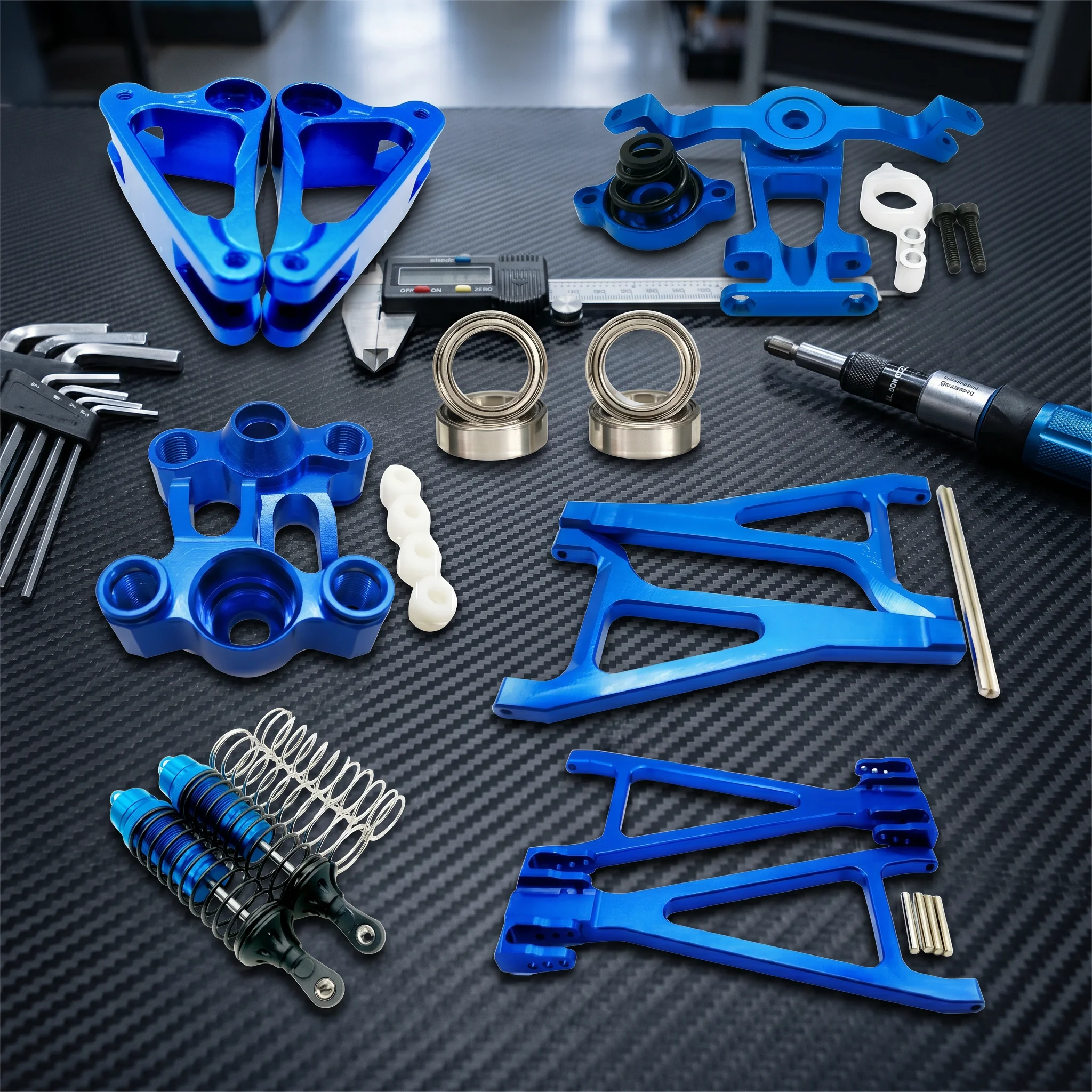RCGOFOLLOW 14piece Aluminum Alloy Exquisitely Crafted Front Axle Assembly Kit For 1/8 Rc Front Axle Assembly Kit  E-revo