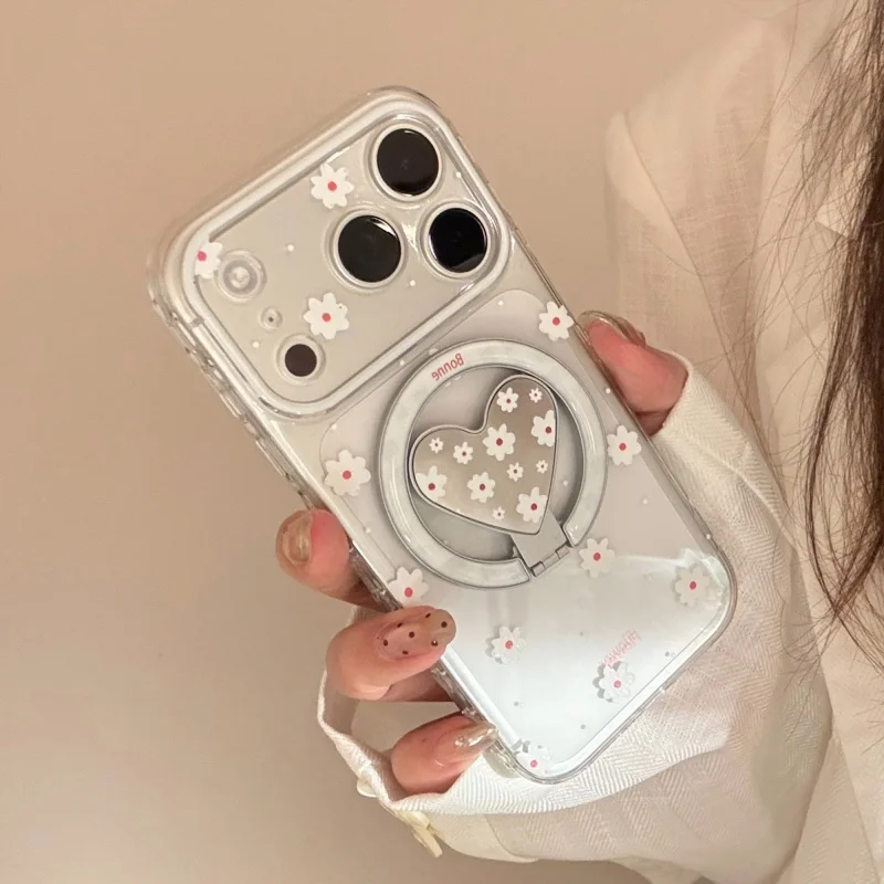 Korean Cute Small Flower Magnetic Phone Case For iPhone 17 P