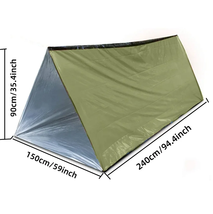 Refugio de emergencia para 2 personas, Kit de tienda de supervivencia Bivy, tubo Mylar, saco de dormir impermeable, manta térmica SOS reutilizable