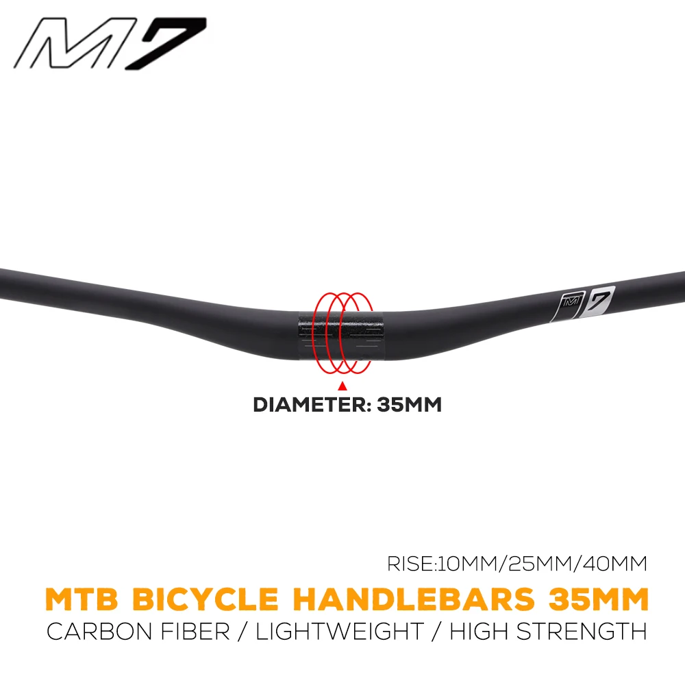 M7 Carbon MTB Handlebar For Enduro/Downhill Bikes Clamp 35mm  760/800mm Width 10/25/40mm Rise 8° Backsweep 4° Upsweep 240-260g