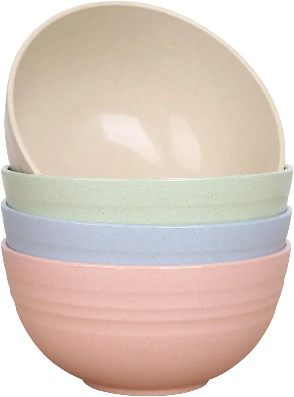 Juego de 4 Tazones Irrompibles de 24 oz de Fibra de Trigo - Aptos para Lavavajillas y Microondas, Libres de BPA para Cereal, Sopa, Arroz