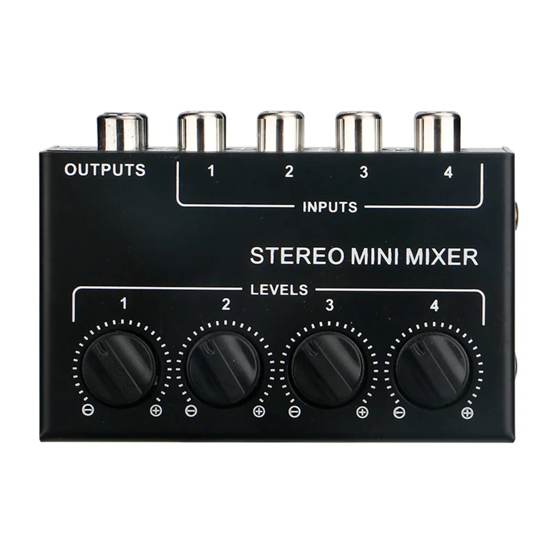 B24B Mini 4 Channel Passive Mixer Compact Musical Instrument CD Player Computer Stereo Hub Mixer
