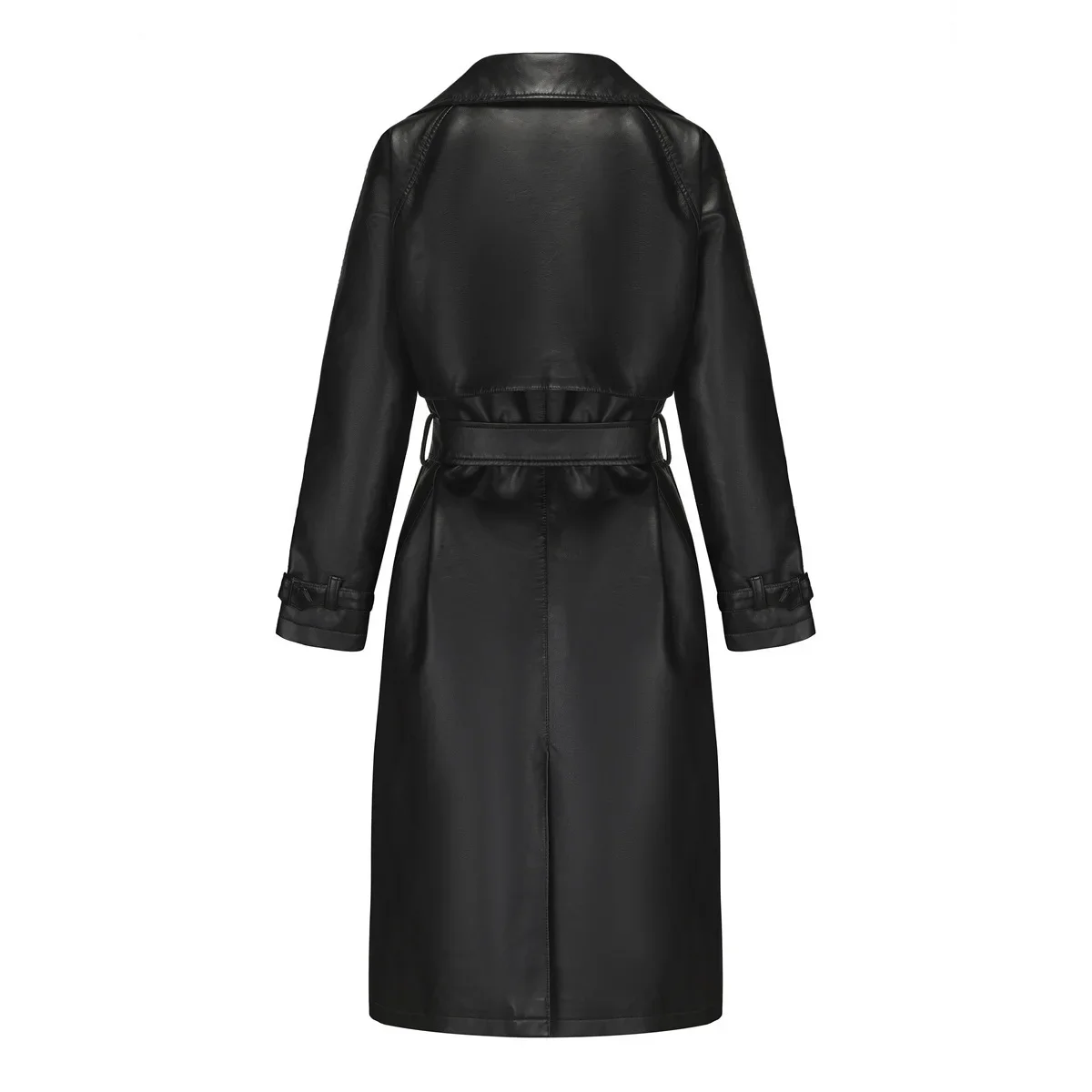 2025 mode bureau dame longs manteaux avec ceintures nouveau en automne hiver veste en cuir Pu femmes coupe-vent