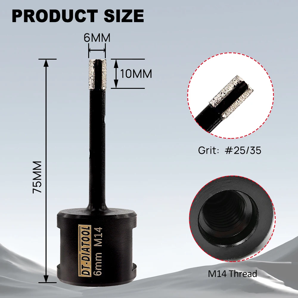 DT-DIATOOL 1pc m14 Gewinde laser geschweißt trockenes Diamant loch sah trockene Bohrkern bohrer zum Bohren von hartem Granit marmorstein – Detail 4