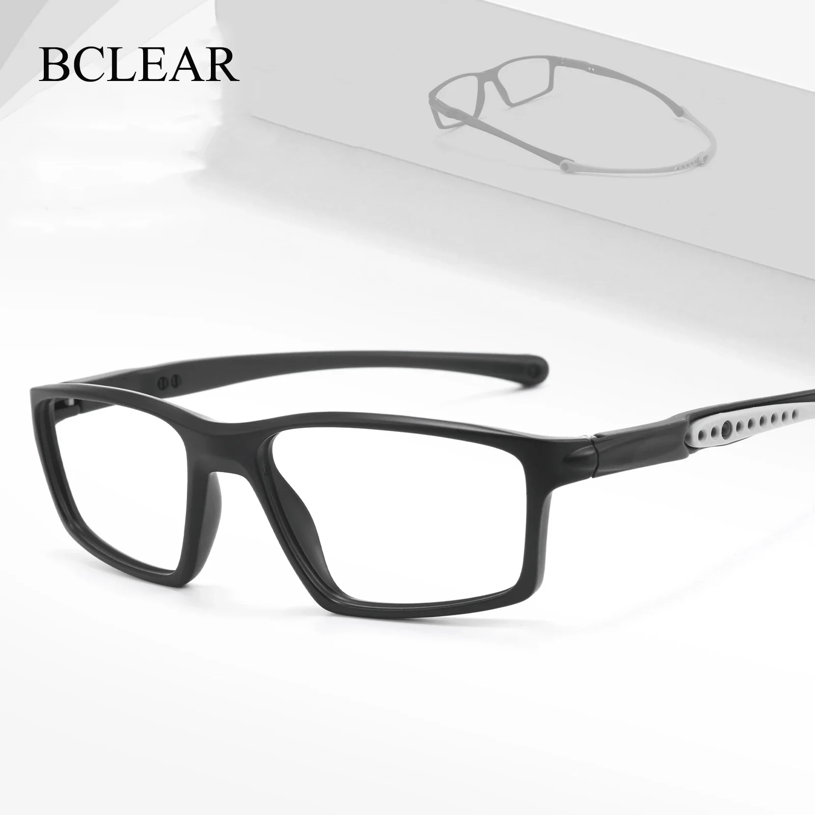 

BCLEAR Men's Sport Glasses TR90 Outdoor Basketball Football Sports Eyewear Myopia Prescription Cycling Eyeglass Rectangle FramE