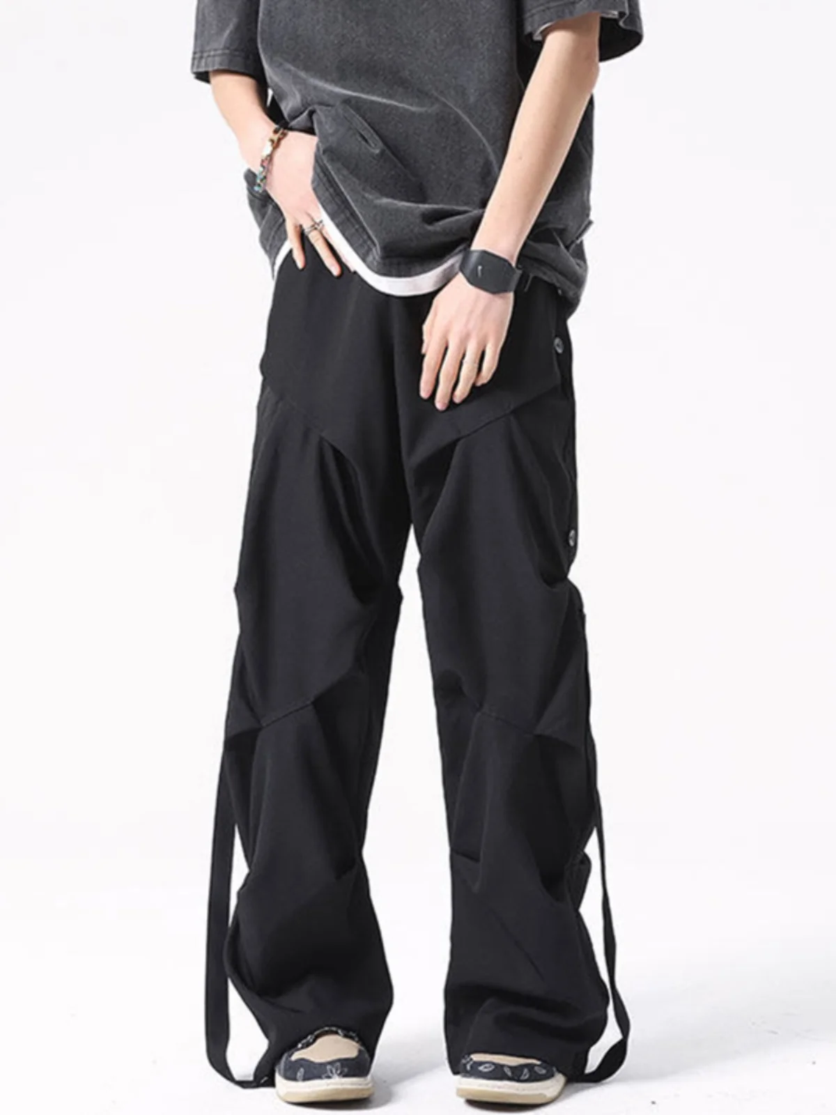 

American Functional Men's Straight Leg Workwear Pants High Street Sle Oversize Wide Leg Trousers Faionable Urban Leisure