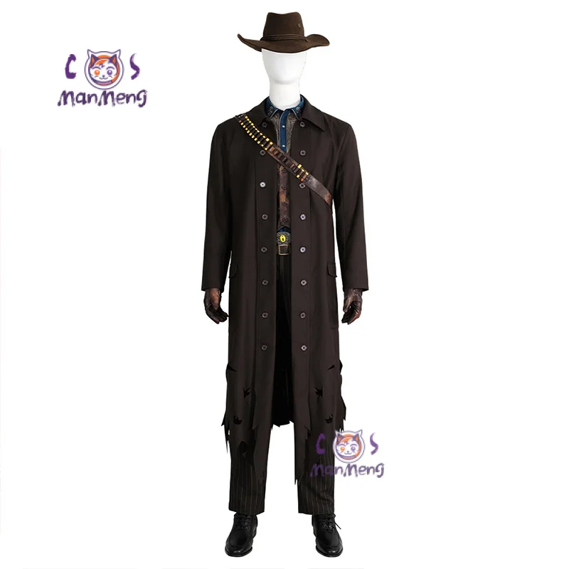 Fallout Costume Clothes Uniform Performance Dress Cowboy Hat Brown Suit Ghouls Cosplay Costume Battle Set