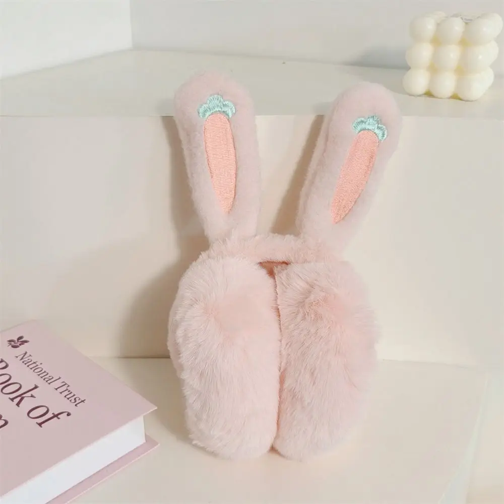 New Cartoon Rabbit Ear Warm Earmuffs Rabbit Ear Plush Folding Earflap Cold Protection Soft Windproof Ear Cap Outdoor