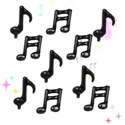 10pcs Black Musical Note Aluminum Foil Balloons, Singer Rock Disco Music Party Theme Decoration Birthday Party Supplies