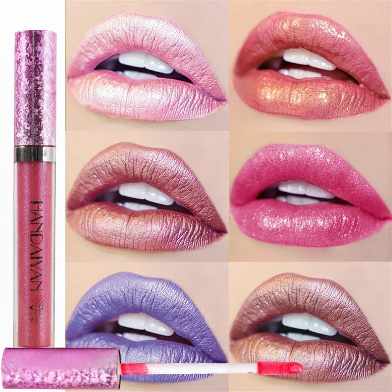 6 Kleuren Waterdicht Nude Roze Glitter Lippenstift Make-Up Langdurige Velve Rode Zeemeermin Sexy Shimmer Lipsticks Cosmetica Schoonheid