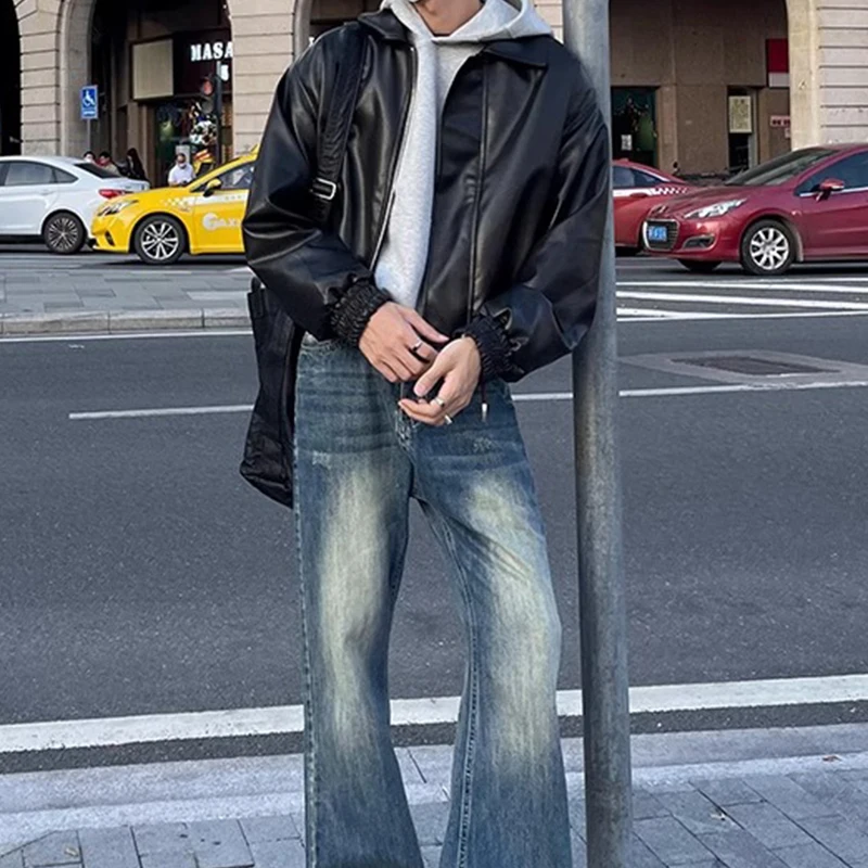 أنيق سليم صالح معطف جلد للرجال الخريف الشتاء عادية بلون بولي Leather الجلود معاطف السترة الرجال العصرية سترات طويلة الأكمام