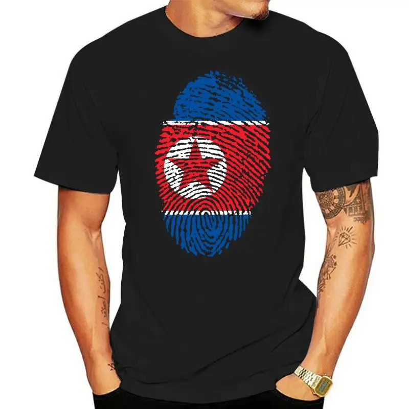 New Arrival Dprk T Shirt Men North Korea Flag Fingerprint T Shirt Summer Tee Vintage Top Cotton Tshirt Crew Neck Clothes