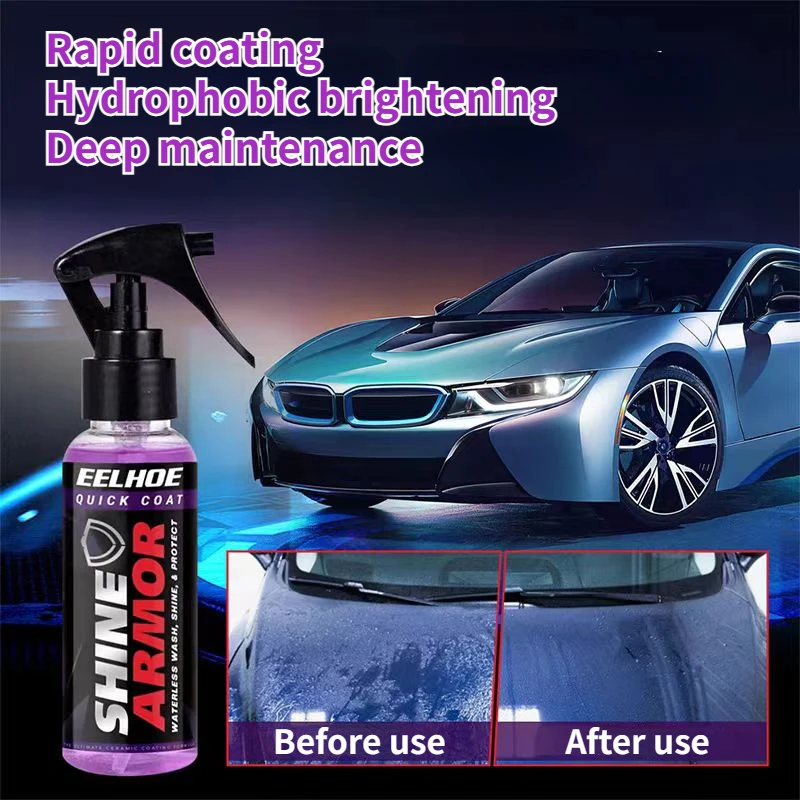 100ml 3 in 1 SHINE ARMOR Car Wax Polish Spray Paint Care Ceramic Coating Waterless Car Wash & Wax Hydrophobic Top Coat