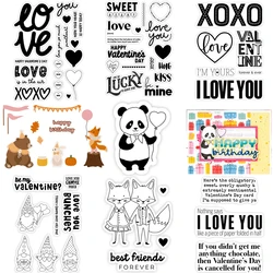 Valentine's Sweet Heart Love/Gnomes/Love You XOXO Stamps And Cutting Dies Foxes Panda Animal Stamp Set For DIY Card Craft Making