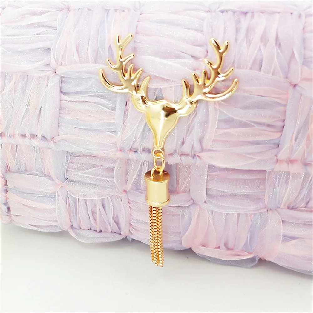 Accesorios Del Paquete De Rejilla Messenger Bag Metal Pendant Fawn Head Tassel Style DIY Braided Decoration Hardware Accessories