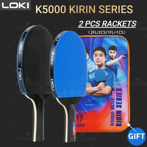 Imagen 1 del producto Juego de raquetas de tenis de mesa LOKI K5000, 2 uds., raquetas de Ping Pong para entretenimiento en el hogar con goma de Ping Pong de Color azul