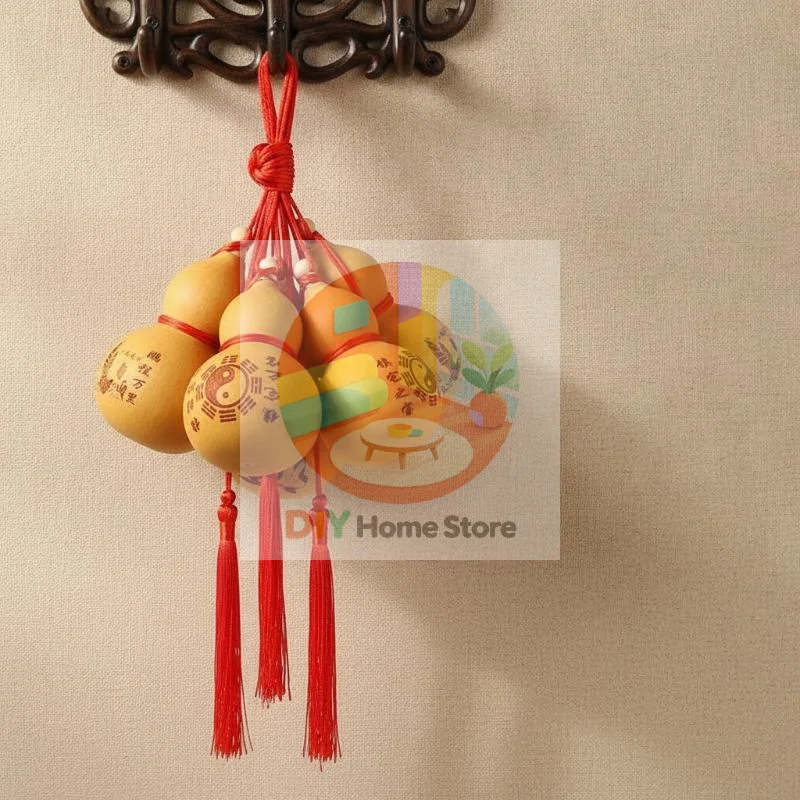 Mini Wine Gourd Crafts Natural Art Collection Ornament Chinese Traditional Carving For Chinese New Year Hanging Toy Props