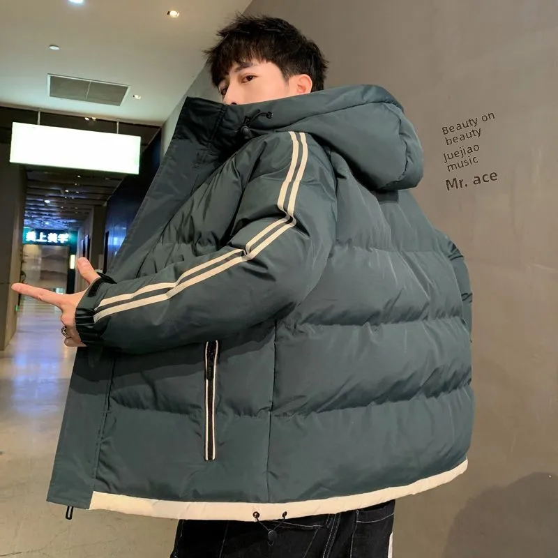 

American Sle Thiened ort Cotton Jaet Men's Winter Faion Outerwear Stand Collar Bread Clothes Youth ular Streetwear