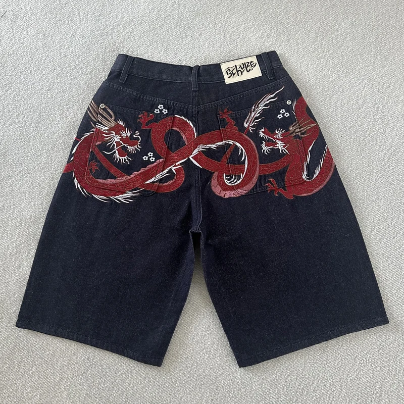2026 New Derchutze Shorts High Quality Embroidered Print American Retro Denim Shorts