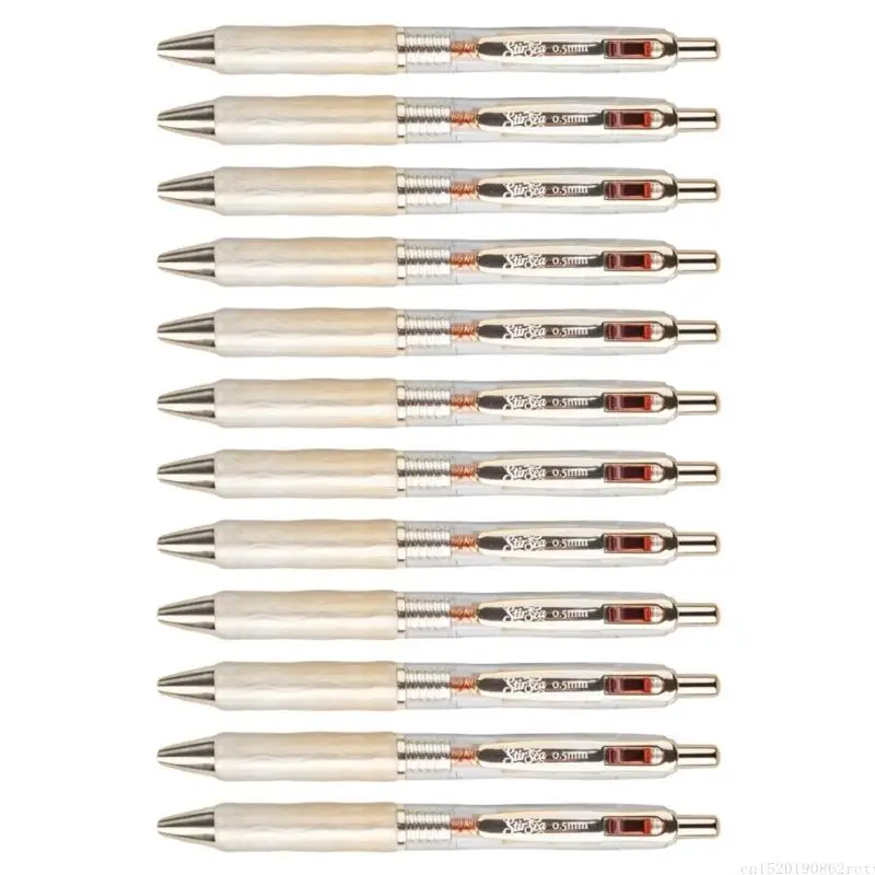 D5BB 12Pcs Retractable School Pen Set Quick Drying Black Ergonomic Exam Essential