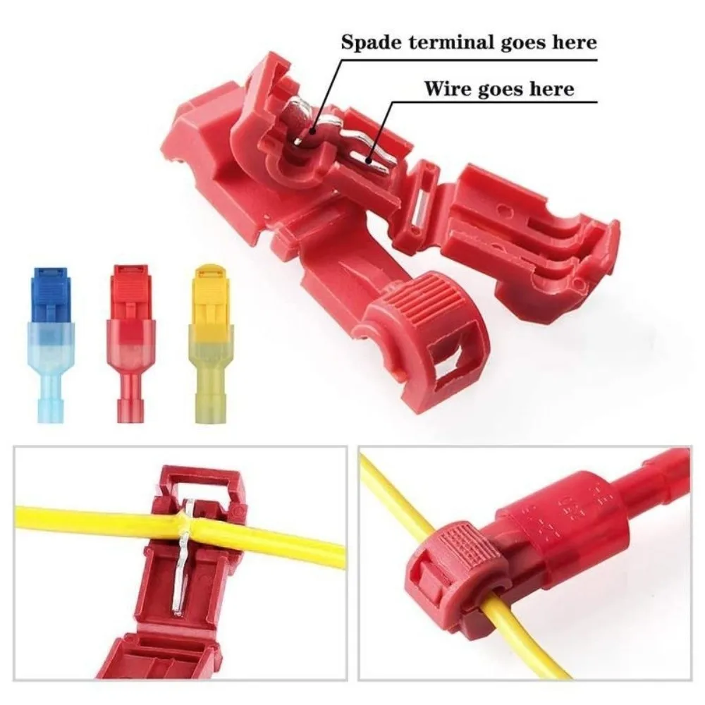 

120pcs Peel-Free T-Tap Connector Insulated Waterproof Wire Splicing Terminal Efficient Wiring Clamp Type Quick Crimp Terminal