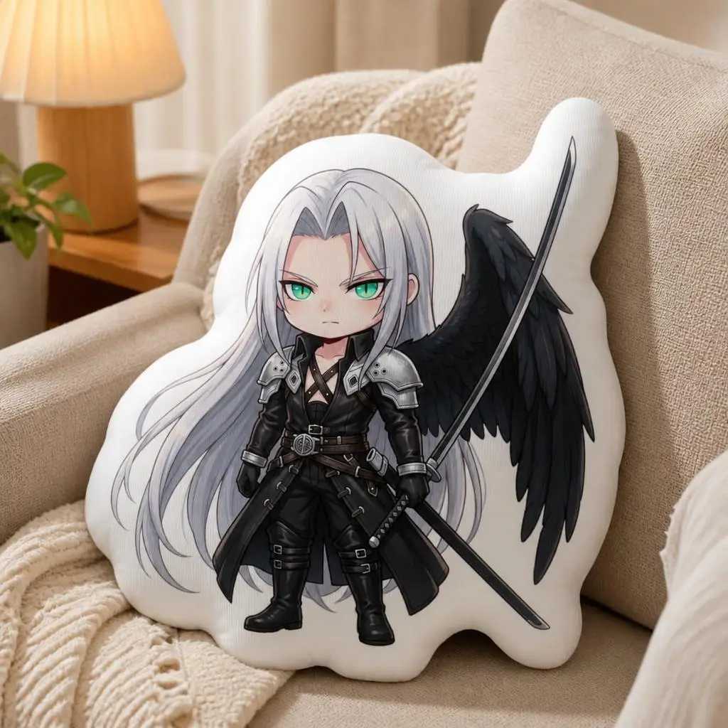 Sephiroth Chibi Plush Pillow Final Fantasy Character Cushion Stuffed Throw Pillow Gamer Gift Gaming Room Home Decor