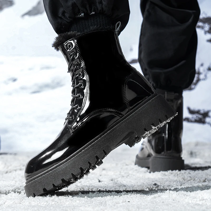 أحذية رجالية دافئة من القطيفة عالية الجودة شتوية بنعل ناعم غير قابلة للانزلاق أحذية غير رسمية للخروج موضة مقاس كبير أحذية عمل مريحة للجنسين للثلج #5