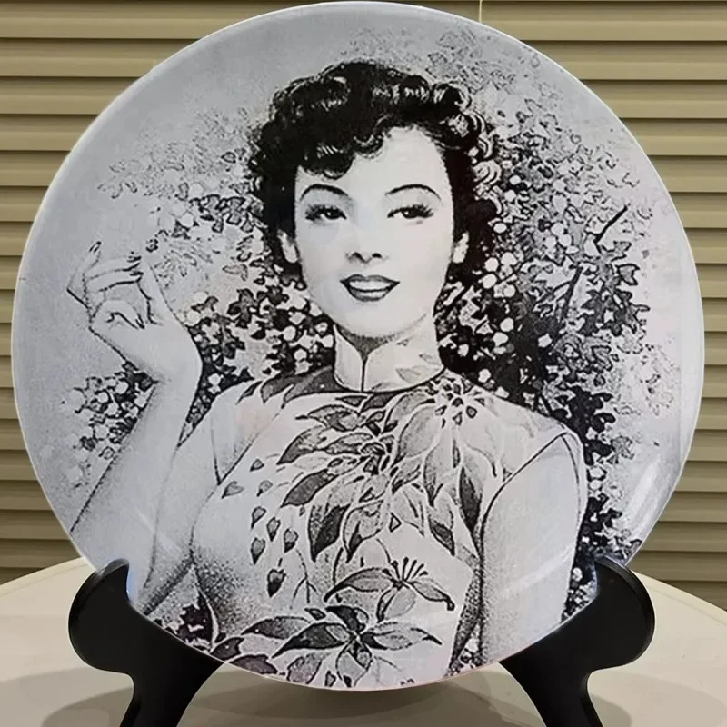 Retro Republic China Style Hanging Plate Cheongsam Beauty Portrait Wall Decor Chinese Style Art Plate Desktop Display Ornament